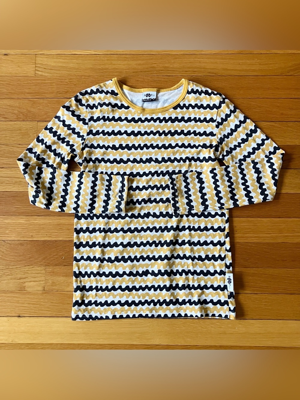 Paapii Yellow Black Stripe Chevron Scandinavian European Long Sleeve 10-11